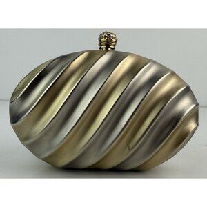 Vtg‎ Harmony Italy 2-Tone Clamshell Evening Clutch Purse w/ Chain Jeweled Clasp